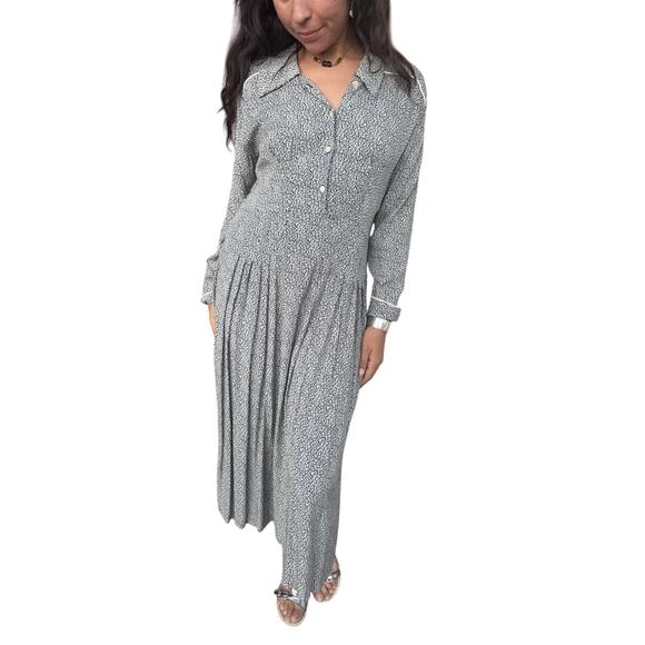 Taryn De Chellis Black & White Micro Print Maxi Dress - Picture 1 of 10